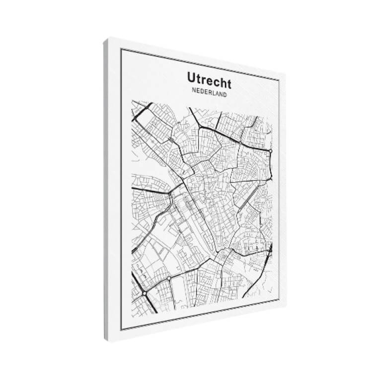 Stadskaart Utrecht zwart wit Canvas